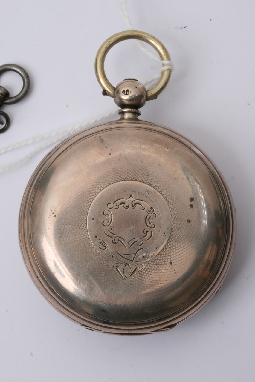 A Silver cased Key wind pocket watch,open face ma - Image 3 of 5