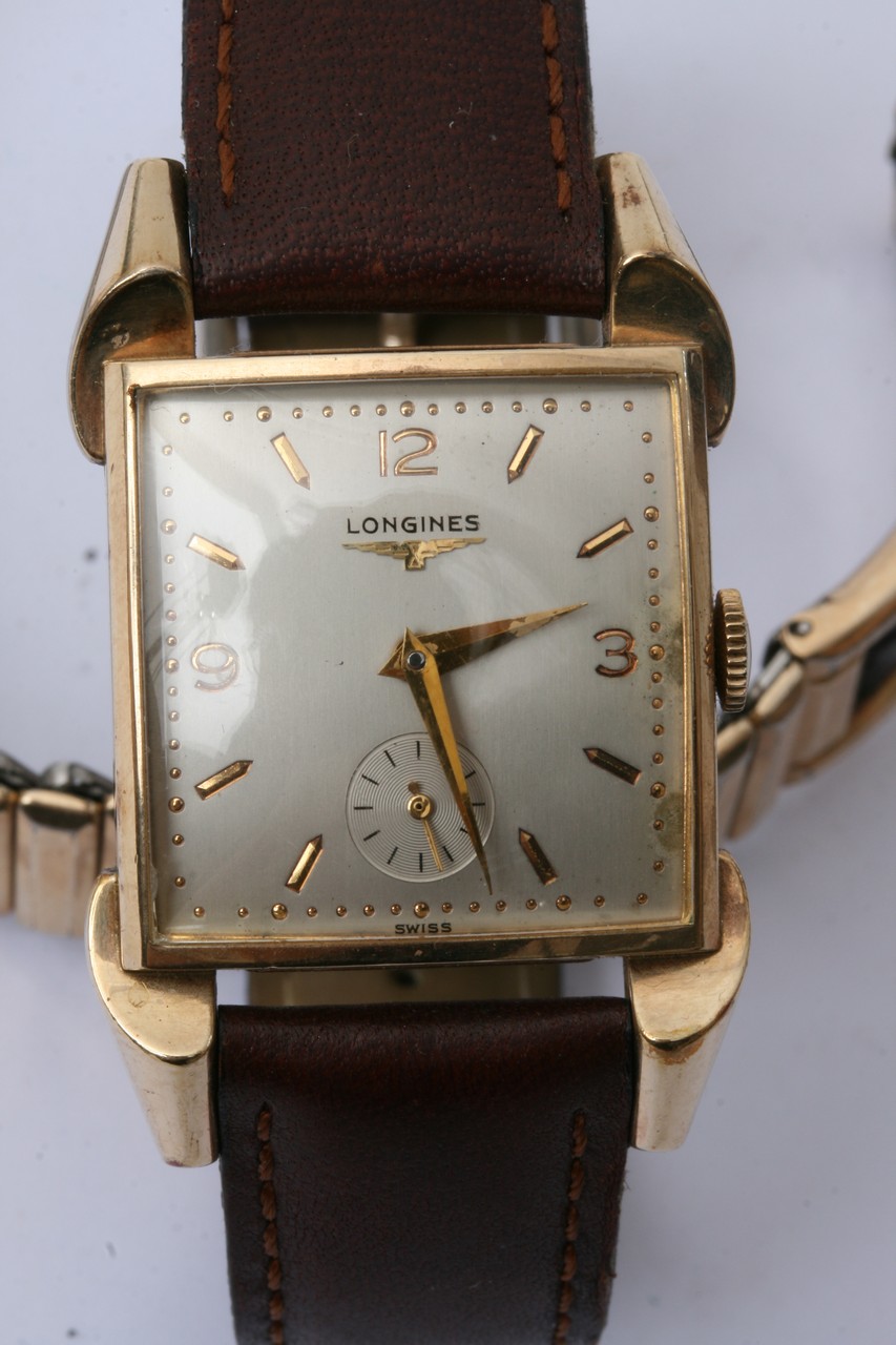 A rare Vintage 1950s Longines watch, with a square