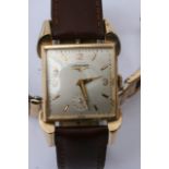 A rare Vintage 1950s Longines watch, with a square