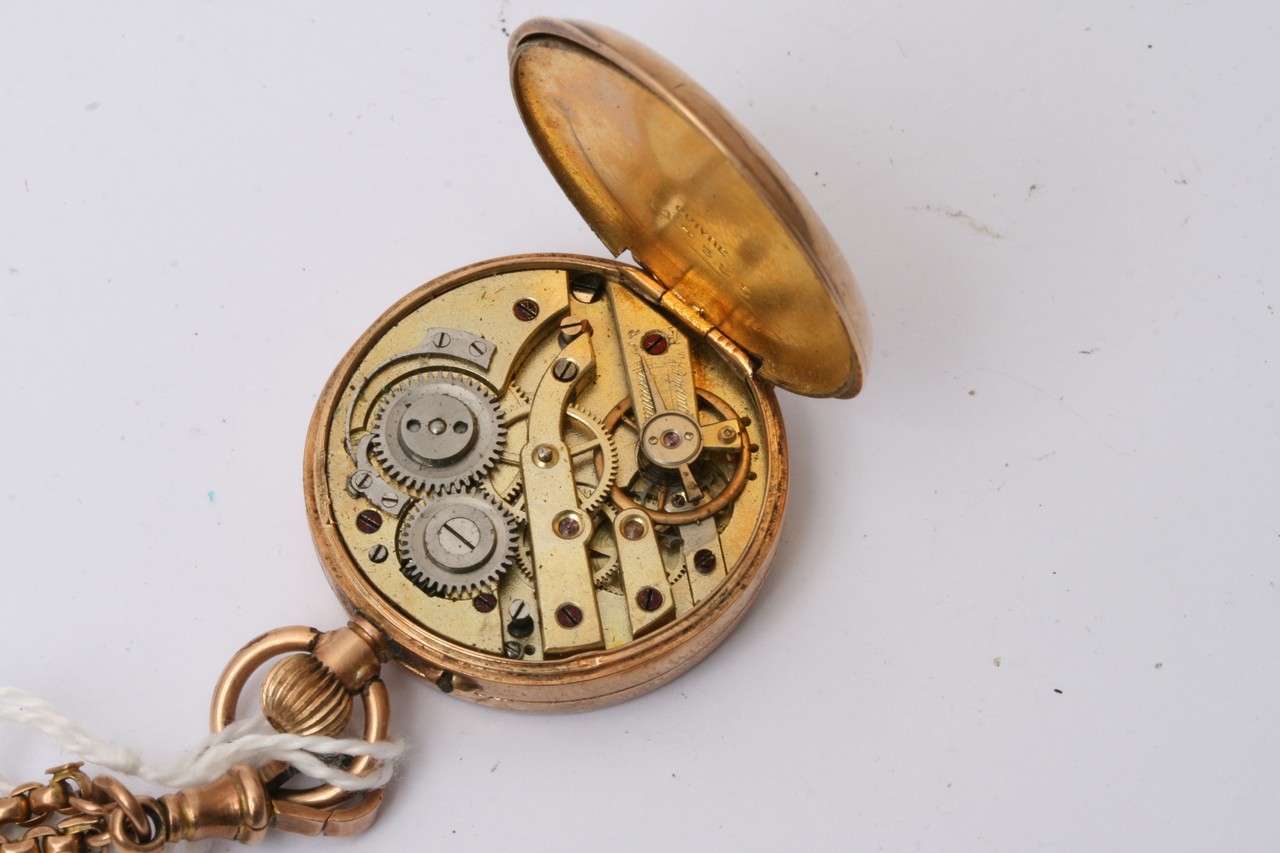 A 14ct gold Watch with 9ct gold chain - Image 3 of 4