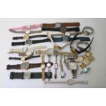 A bag containing various watches including Bench,
