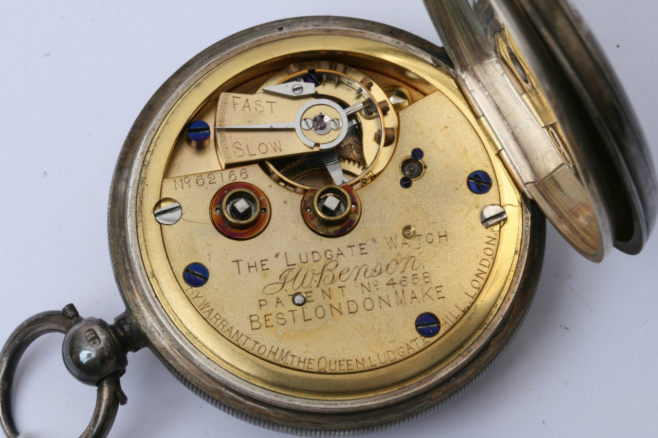 A silver cased WH Benson key wind pocket watch, th - Image 4 of 5