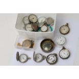 A collection of various pocket watches for spares