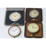 Four vintage traveling clocks with Swiss movements