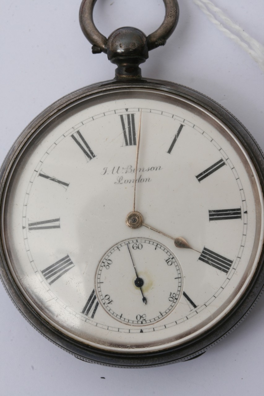 A silver cased WH Benson key wind pocket watch, th - Image 2 of 5