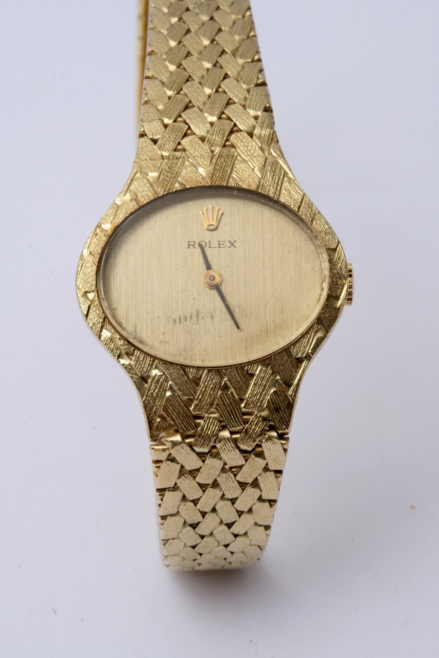 A lady's Rolex watch all 14ct gold with a woven st - Image 5 of 10