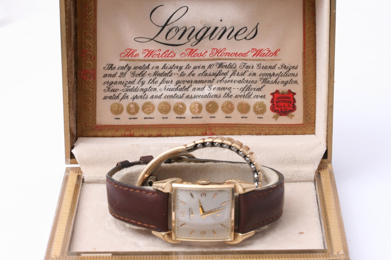 A rare Vintage 1950s Longines watch, with a square - Image 3 of 6