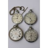Four silver plated pocket watches