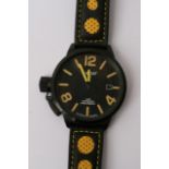 An Italian U Boat 925 wristwatch with applied leat