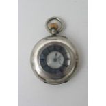 A silver cased half hunter J.W. Benson pocket watc