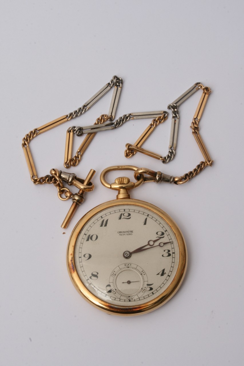 A Movado 18ct gold button wind pocket watch with a - Image 3 of 9