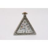 A silver Masonic watch of triangle shape, having e