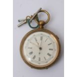 A continental brassed cased keywind pocket watch w