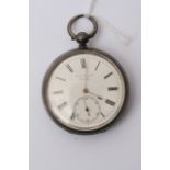 A silver cased WH Benson key wind pocket watch, th