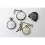 Two silver pocket watches and one silver plated ex