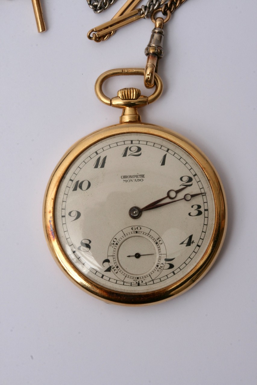 A Movado 18ct gold button wind pocket watch with a - Image 4 of 9