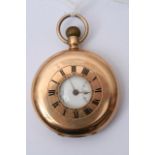 A 15ct gold half Hunter pocket watch with button w
