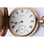 A 9ct gold cased button wind pocket watch maker Wa