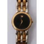 Movado ladies bi-colour wristwatch with a plain bl