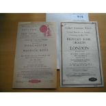 Cricket Railway Bills: 1928 LNER timetable and prices to Liverpool Street for cricket matches in