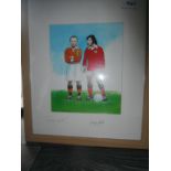 George Best + Stanley Matthews Signed Print: Framed glazed print featuring arguably Northern