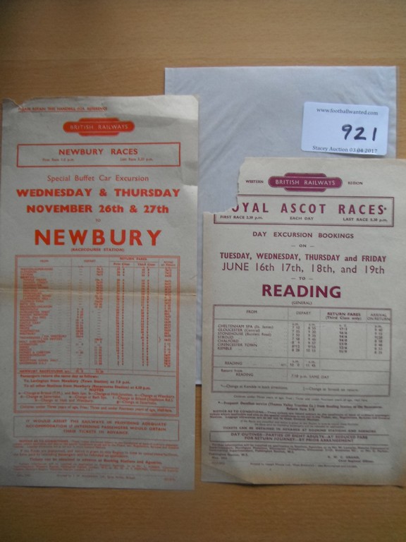 Horse Racing Railway Bill: 1953 Royal Ascot issued by Western Region British Rail with piece missing