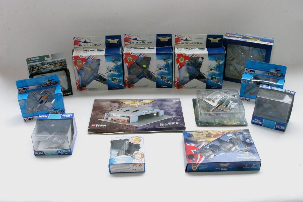 A collection of boxed Corgi aeroplanes including C