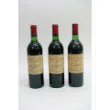 Three bottles of quality Vintage claret wine, 1981