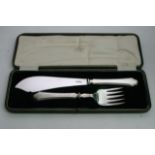 A cased pair of silver Mappin Webb fish servers 19