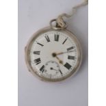 A Silver Cased Key wind pocket watch. The case wit