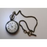 A silver cased key wind Swiss pocket watch with de