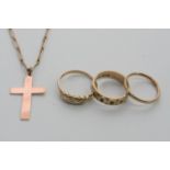 A collection of four pieces of 9ct gold comprising