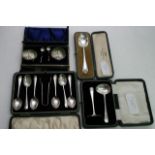 A collection of silver comprising cased set of six