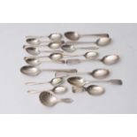 A collection of silver spoons, various assay and d