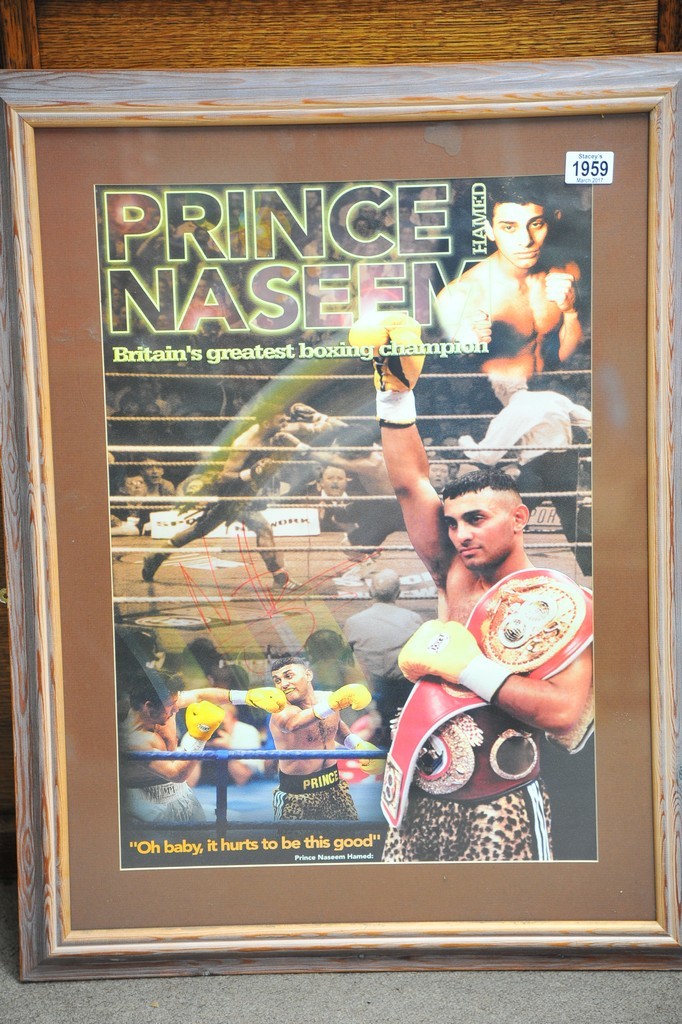 A mounted and framed signed Prince Naseem boxing p