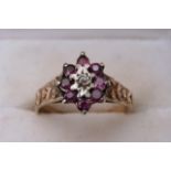 A vintage 9ct gold and ruby ring, approx 3.6g, siz