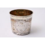 A mid 18th Century silver beaker, the side of the