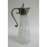 A silver played handled cut glass decanter with ty