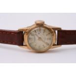 A lady's 18ct gold 17 jewels wristwatch attributed