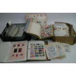 A collection of world stamps and first day covers.