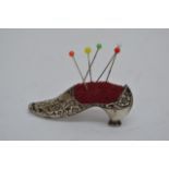 Small antique hall marked silver pin cushion in th