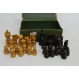 Vintage complete set of boxwood chess pieces