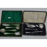 Hall marked silver five piece manicure set in fitt