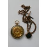 An 18ct gold cased pocket watch with 9ct gold case