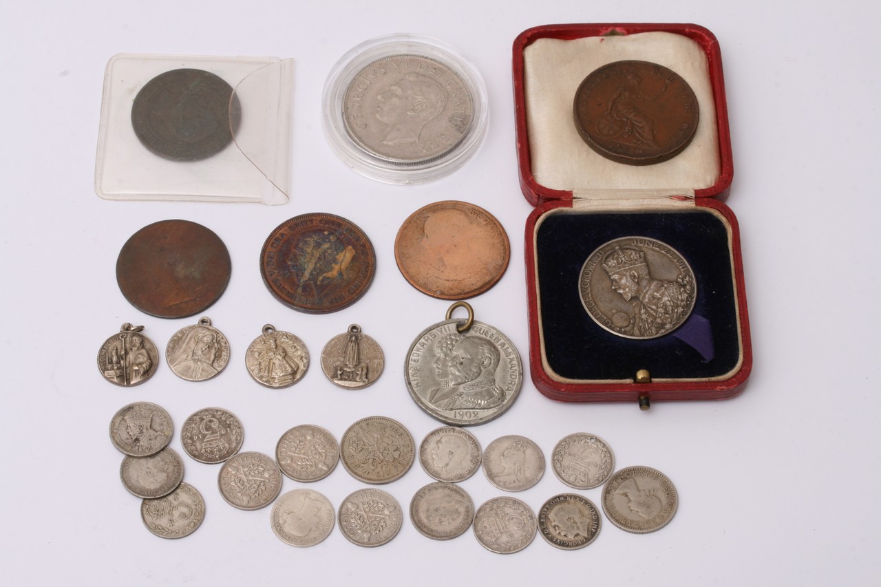 A collection of various coins including an 1854 pe - Image 2 of 3