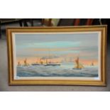 A framed Colin Moore oil on canvas depicting steam