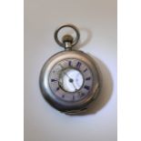 A silver half hunter pocket watch by Alex Clarke o