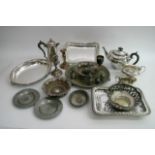 A small collection of silver plated items includin