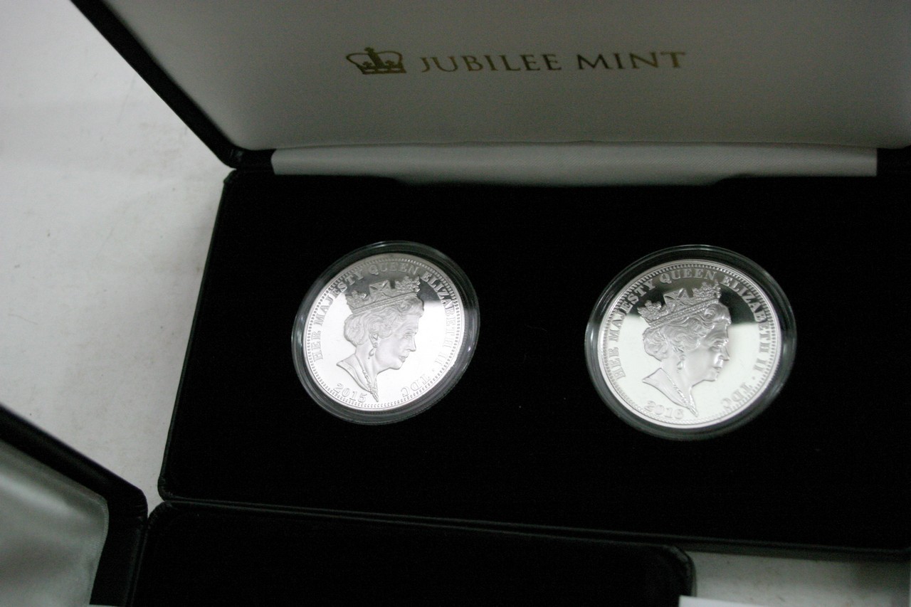 A Jubilee mint cased set of six silver proof £5 co - Image 2 of 2