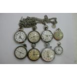 A collection of pocket watches and Albert chains